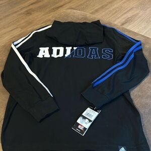 Adidas Black cotton boys hooded long sleeve Tshirt size M (10/12)